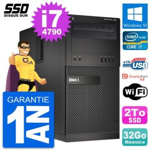PC Tour Dell OptiPlex XE2 MT Intel Core i7-4790 RAM 32Go SSD 2To Windows 10 Wifi - Occasion
