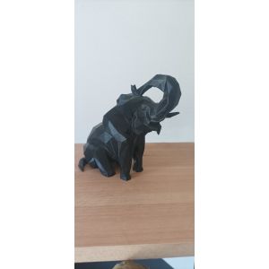 Statue Éléphant Géométrique Moderne – Impression 3D – Déco Design Noir - Occasion