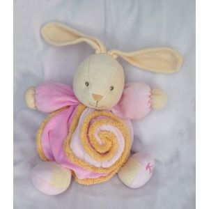 Doudou Peluche Lapin Lollies Beige Corps Rose Spirale Orange Kaloo - Occasion