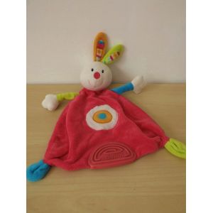 Doudou Lapin Rose Multicolore Babysun - Occasion