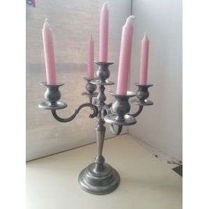 Chandelier en étain 36 cm de haut 5 branches - Occasion