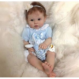 Poupée Bébé Reborn Fille Tout Petit Baby Dolls Réaliste Nouveau-né Brun 50cm - Occasion