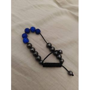 Bracelet En Shamballa En Perles Bleues Et Grises. - Occasion