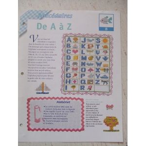Fiche De Broderie Diagramme Point De Croix - De A À Z - Abécédaire Imagier - Occasion