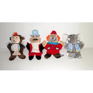 Marionnette Circus Maisons Du Monde Lot De 4 Peluche Doudou Mr Loyal Le Clown Le Singe Et L'éléphant Du Cirque - Occasion