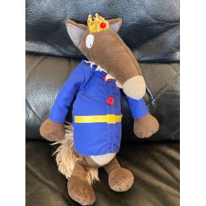 PELUCHE LE LOUP AUZOU LOUP DÉGUISÉ EN ROI BLEU ET JAUNE30 CM - Occasion