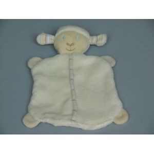 Doudou Mouton Plat Écru Rayé Beige Bleu Baby Club C & A - Occasion