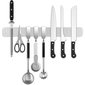 Chicslick-40cm Porte Couteaux Aimant&eacute; Avec 3 Crochets 16in Couteau Magn&eacute;tique En Acier Inoxydable Blocs Couteaux Barre Aimant&eacute;e Porte Couteaux Support Couteaux Aimant&eacute; Pour Les Couteaux Et U[X801] - Occasion