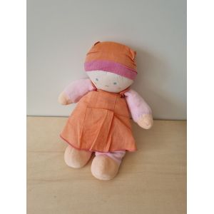 Doudou Poup&eacute;e De Chiffon Rose Orange Tartine Et Chocolat - Occasion
