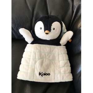 Doudou Peluche Marionnette Cache-Cache Gabin Le Pingouin Noir Et Blanc , Igloo Vert Et Blanc 25cm - Occasion