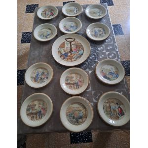 Service A Fromage Plateaux Et Ses12 Assiettes, La Primula En Faïence ,Made In Italie - Occasion