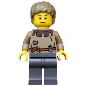 LEGO Castle Fantasy Era Jeune Paysan M&acirc;le Peasant Male Young, Brown Eyebrows, Thin Grin cas410 du set 10193 - Occasion