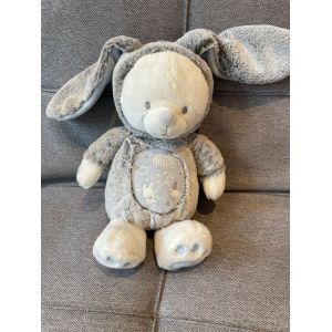 Peluche Lapin Ours Mots D Enfants Siplec Bleu Gris Doudou - Occasion