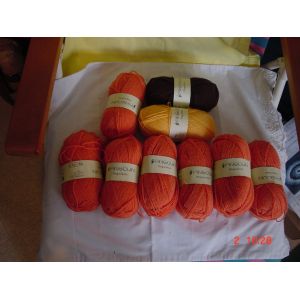 Lot De 7 Pelotes Pingouin Orange - Occasion