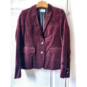Ines De La Fressange & Uniqlo Modèle Commun Veste De Costume Rouge Bordeaux Taille S 100%Coton, Très Joli Et À La Mode - Occasion
