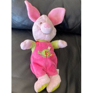 DISNEY DOUDOU PORCINET COCHON SALOPETTE ROSE VERT 25 CM - Occasion