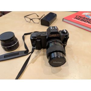 CANON T50 REFLEX 35MM + objectif VIVITAR 28-70MM + WISER SEMI FISH-EYE MIJ - Occasion
