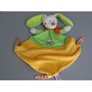 Doudou Lapin Plat Jaune Vert Mots D'enfants - Occasion