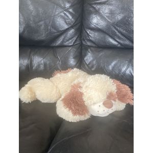 Doudou peluche chien marron et beige allong&eacute; gipsy 37cm - Occasion