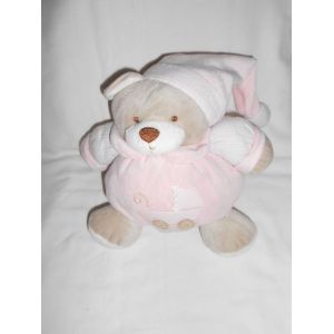 Doudou Ours Boule Rose Vichy Landau Poussette Grelot Item International Bonnet Carreaux Bille Dans Le Corps - Occasion