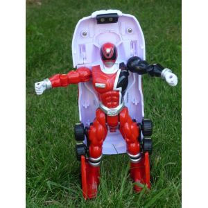 Voiture Power Rangers Transformable Rouge 16cm - Occasion