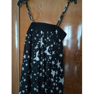 Robe Marque Vila Clothes Dress - T: M - Étoiles Blanches Sur Fond Noir Sans Bretelle Courte De 71 Cm Infroissable - Occasion