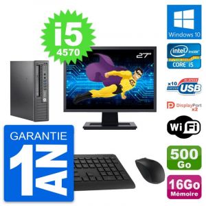 Mini PC HP 800 G1 USDT Ecran 27" i5-4570 RAM 16Go Disque 500Go Windows 10 Wifi - Occasion