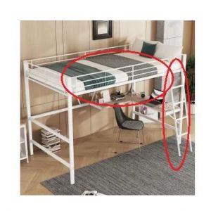 Echelle Et Barriere De Lit Mezzanine Supperposé Securite Et Accessibilite Metallique En Tube D Acier Blanc Protection Acces Au Lit - Occasion