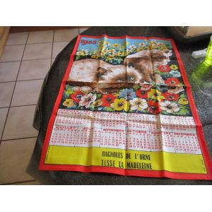 Torchon Calendrier Coton - 1983 - Occasion