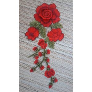 Lot De 4 Applique Dentelle Rouge Thermocollant Ou À Coudre Motif Floral - Occasion