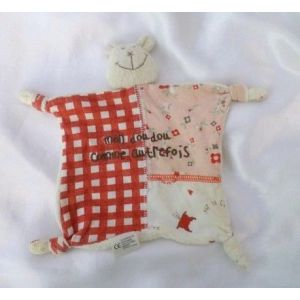 Doudou Plat Ours Blanc Rose Rouge mon doudou comme autrefois 4 noeuds La Compagnie Des Petits - Occasion