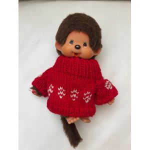 Peluche Kikki Monchichi Pull Rouge Sport D'hiver 19 Cm - Occasion