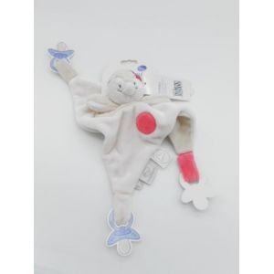 Doudou Plat Pingouin Daisy & Coco Rose Blanc Noukie's Noukies Jouet Éveil Bébé Attache Sucette Tetine Canard Poussin - Occasion