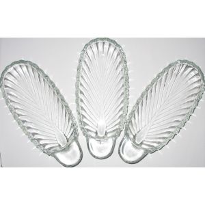 Lot De 3 Coupelles Pour Ap&eacute;ritif En Verre Forme Feuille - Occasion