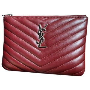 Yves Saint Laurent Pochette en cuir Bordeaux - Occasion