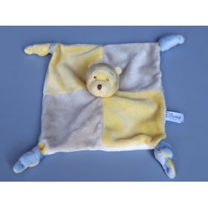 Doudou Winnie Plat Beige Jaune Bleu Blanc Disney Baby - Occasion