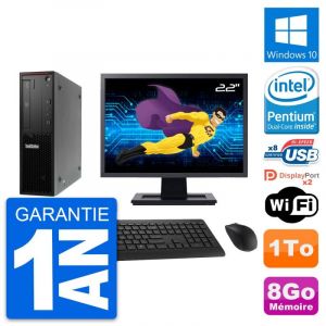 PC Lenovo P300 SFF Ecran 22" Pentium G3220 RAM 8Go Disque 1To Windows 10 Wifi - Occasion