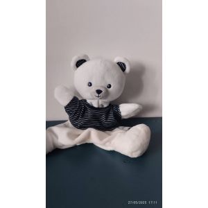 Doudou ours marionnette ray&eacute; bleu Simba toys - Occasion