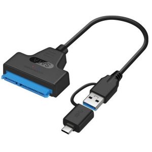 SATA vers USB 3.0/2.0 Câble jusqu'à 6 gbps pour 2.5 Pouces DISQUE DUR Externe SSD Disque dur SATA 3 22 Broches Adaptateur USB 3.0 vers Sata III Cordon - Type 2 in 1 20cm-SATA Cable - Occasion