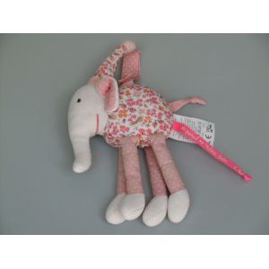 Doudou Éléphant Fleurs Rose Pois Attache Tétine Dpam Du Pareil Au Même - Occasion