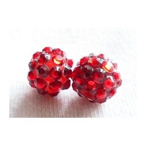 2 Perles Shamballa Rouge Strass Cristal 12 Mm - Occasion