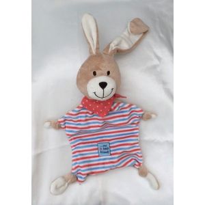 Doudou Peluche Plat Lapin Beige My Best Friend ! Rayures Bleu Rouge Blanc Bandana Pois Tcm - Occasion