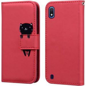 Coque Pour Samsung Galaxy A10, Portefeuille Livre Protection Housse En Cuir 3d Chat Dessin Animé, Tenphone Etui Coque Pour Samsung Galaxy A10, Rouge - Occasion