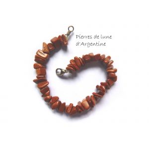 Bracelet En Pierres De Soleil Marrons Brillantes - Pierres Semi-Pr&eacute;cieuses D'argentine 17 Cm - Occasion