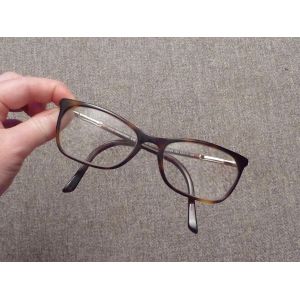 Monture/ Lunette De Vue Rectangle En Plastique Marron Et M&eacute;tal Dor&eacute;-Swarovski - Occasion