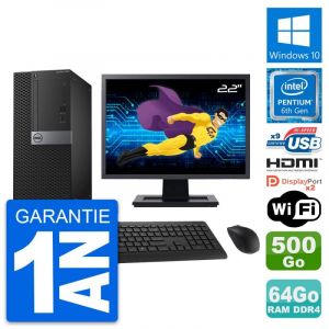 PC Tour Dell 7050 Ecran 22" G4400 RAM 64Go Disque Dur 500Go HDMI Windows 10 Wifi - Occasion