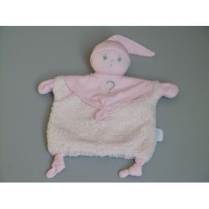 Doudou poup&eacute;e lutin Corolle marionnette rose coeur argent bonnet - Occasion