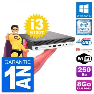 Ultra Mini PC HP 800 G3 DM Intel i3-6100T RAM 8Go Disque 250Go Windows 10 Wifi - Occasion