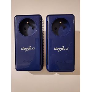 Pack de 2 Adaptateurs CPL Devolo Bleu dLAN 85 HSplus MT 2002 avec prise Secteur et un Port Ethernet. - Occasion