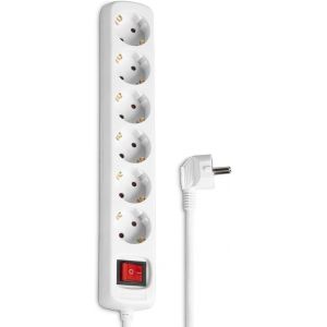 Multiprise 6 Prises- 16A - 3680W (Prise Multiple Rallonge Electrique 5m, Bloc 6 Prises Type F Schuko Compatible France, Securité Enfant, Idéal Bureau PC luminaires, Meuble TV, Garage) Blanc - Occasion